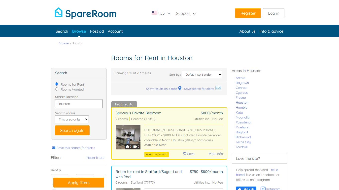 Rooms for rent in Houston | SpareRoom